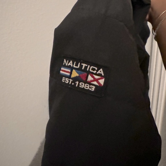 Nautical boys puffer jacket. Black with green fleece lining. Size 6. EUC. - Picture 4 of 5